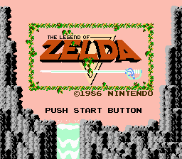 Legend of Zelda title screen for NES
